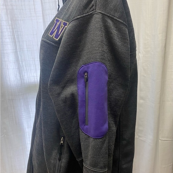 Colosseum Men's XL athletic Washington UW Huskies Full Zip Jacket, Charcoal Grey - Picture 4 of 10